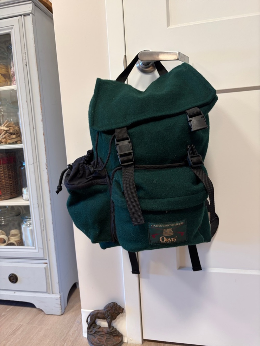 Orvis Dark Green Wool Daypack with Buckle Closures